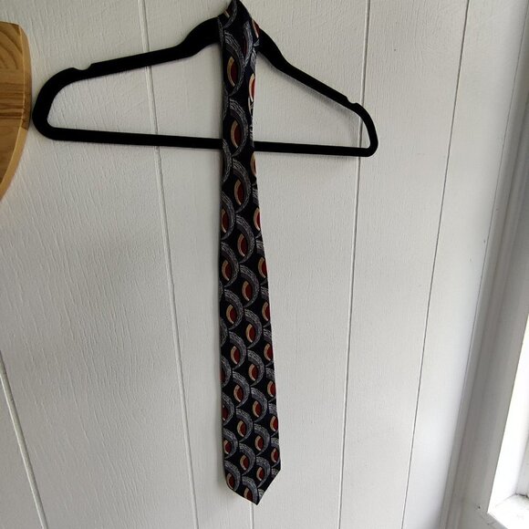 Silk Mens Tie by Countess Mara in geometric pattern in Blue, Red, Grey, Cream - Picture 7 of 7